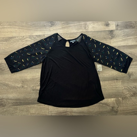 ModCloth Women Jack-O-Lantern Raglan 3/4 Sleeve Keyhole Halloween Shirt size XL - Picture 2 of 12